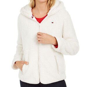 Tommy Hilfiger Women's Hooded Fleece Jacket Size Small White